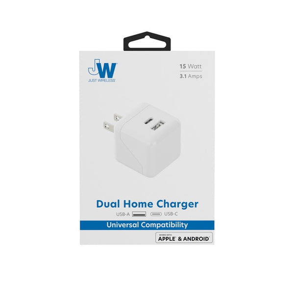 Dual Home Charger USB-A USB-C 15 WATTS SKU: 04441