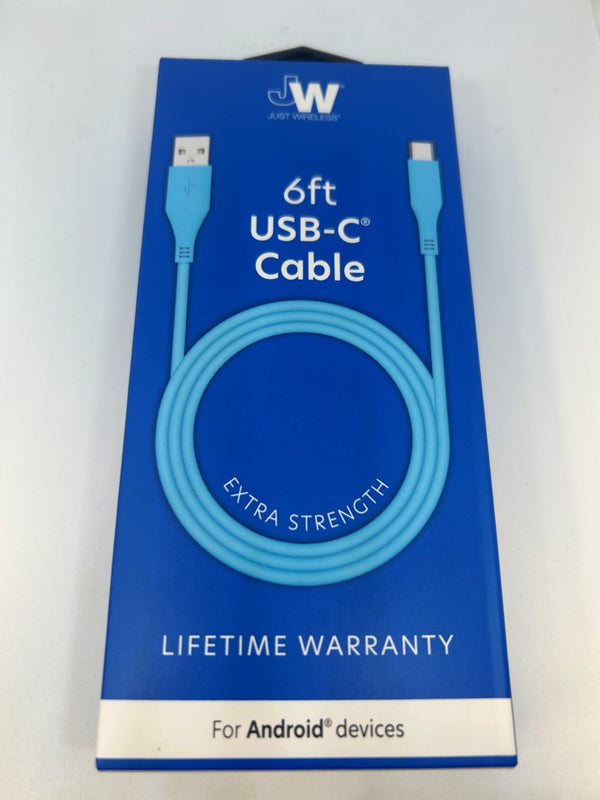 USB-C to USB-A Cable Braided Nylon 6ft - Blue SKU: 20536