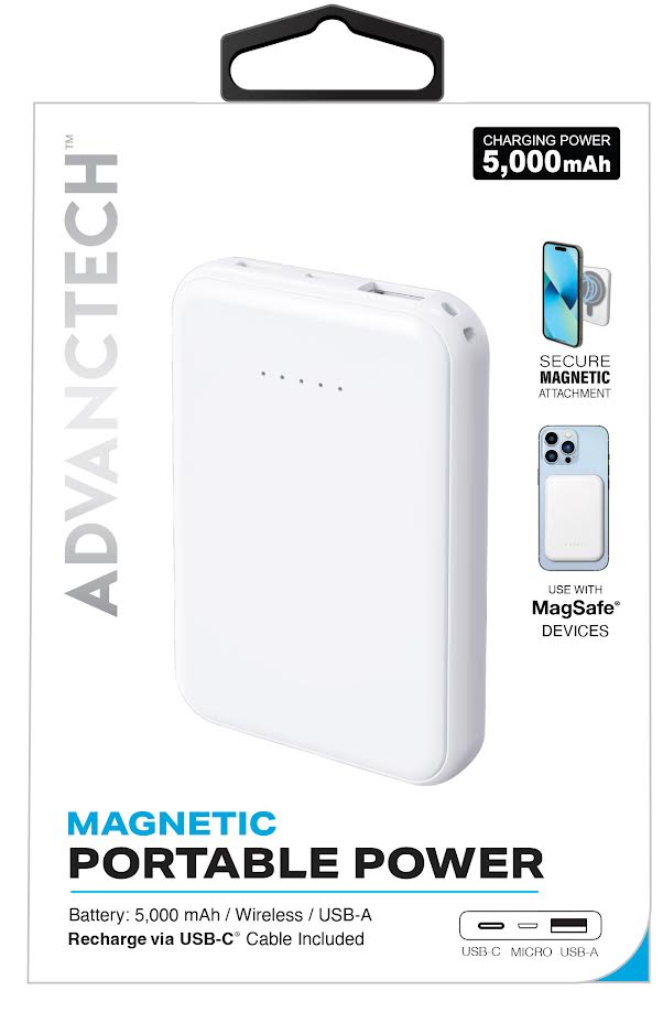 5000 mAh Magnetic Power Bank White