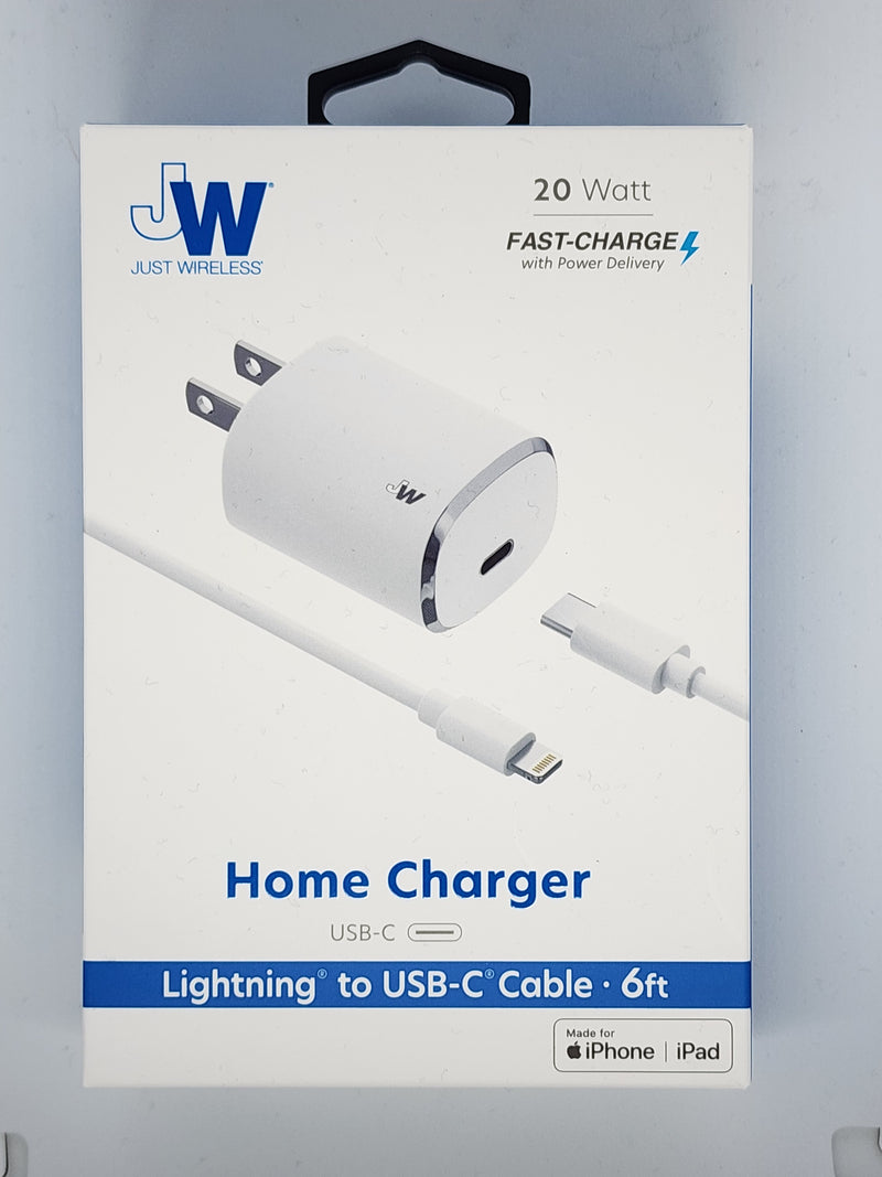 Home Charger Lightning To USB-C Apple Certified 6 FT 20 WATTS PD