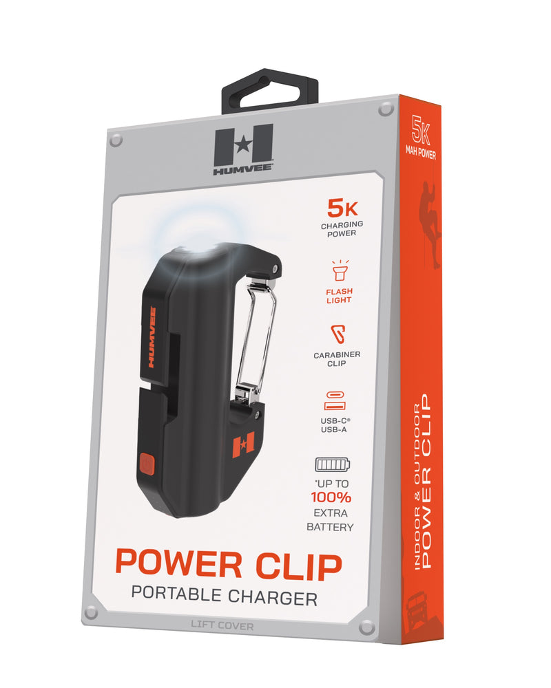 Humvee 5,000mAh Carabiner Power bank with Flashlight