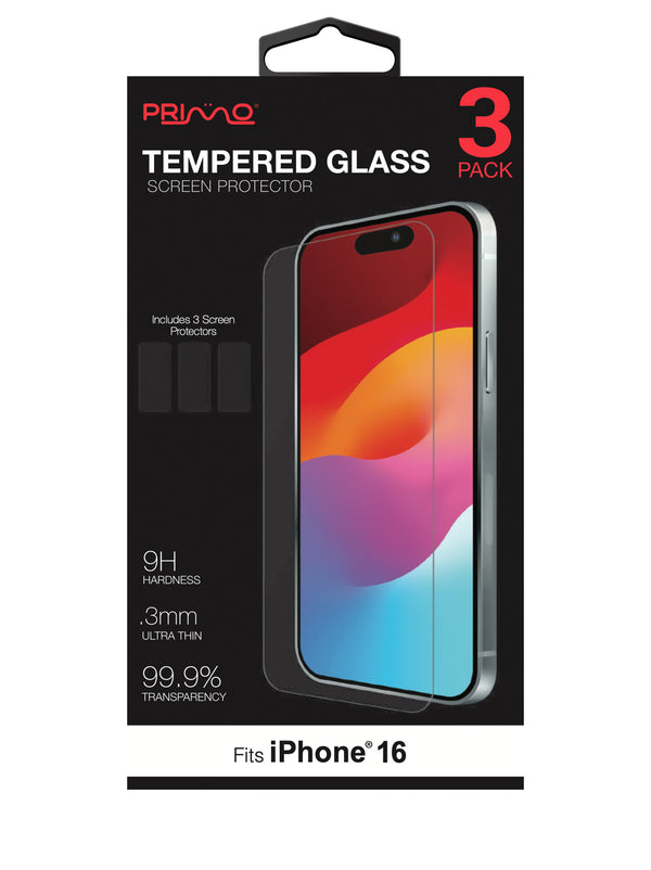 3 Pack Tempered Glass for iPhone  16