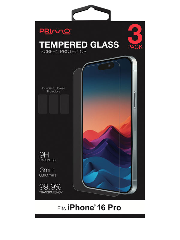 3 Pack Tempered Glass for iPhone  16 Pro