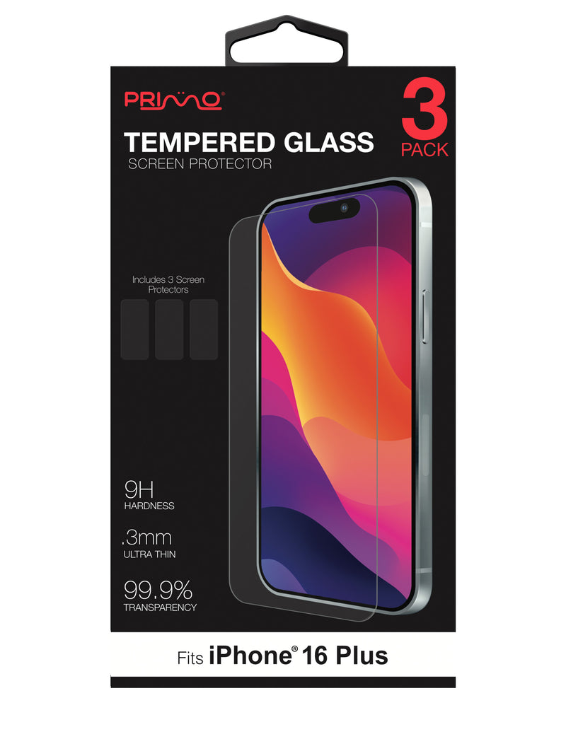 3 Pack Tempered Glass for iPhone  16 Plus