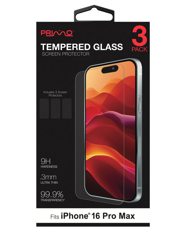 3 Pack Tempered Glass for iPhone  16 Pro Max