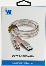 Apple 8-Pin Lightning  to USB-A Braided Flat Cable  +Cord Management 6ft – Rose Gold SKU 05017