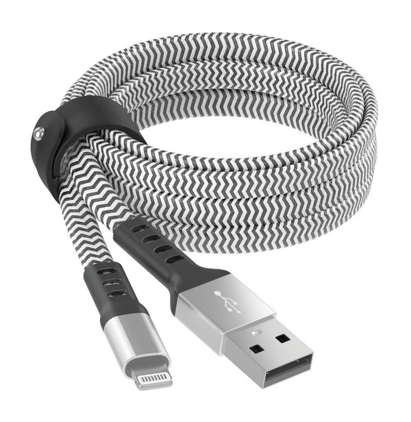 Apple 8-Pin Lightning  to USB-A Braided Flat Cable  +Cord Management 6ft – Graphite