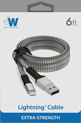 Apple 8-Pin Lightning  to USB-A Braided Flat Cable  +Cord Management 6ft – Graphite SKU 05204