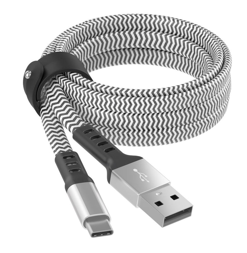 USB-C to USB-A Braided Flat Cable  +Cord Management 6ft – Graphite SKU 05005