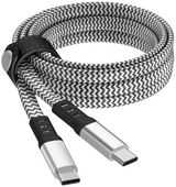 USB-C to USB-C  Power Delivery Braided Flat Cable  +Cord Management 6ft – Graphite