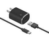 Home Charger Single USB-A Port 12W 6ft USB-C to USB-A Cable  Black